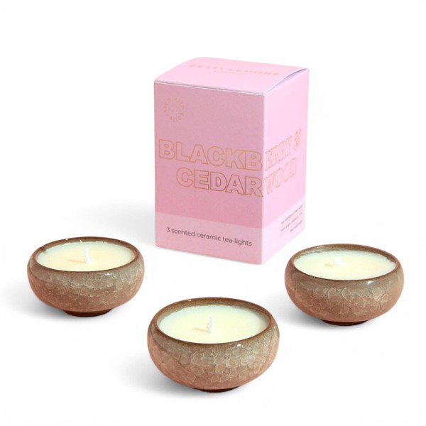 Contemporary Kiln Pink Tea Lights - Blackberry & Cedarwood