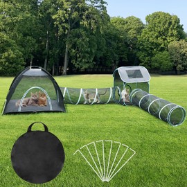 YUEPET Large Outdoor Cat Enclosures, 4 in 1 Portable Cats Tent with Cat Tunnels, Outside Kitten Playpen Tents DIY in Multiple Ways for Cats and Small Animals