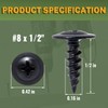 LIONMAX Black Wood Screws #8 x 1/2 Inch, 200-PCS, Self