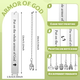Skyygemm 6 Pcs Full Armor of God Bookmarks Metal Christian Bookmarks Armor of God Gift for Men Women Inspirational Bookmarks for Christian Church Birthday Gifts