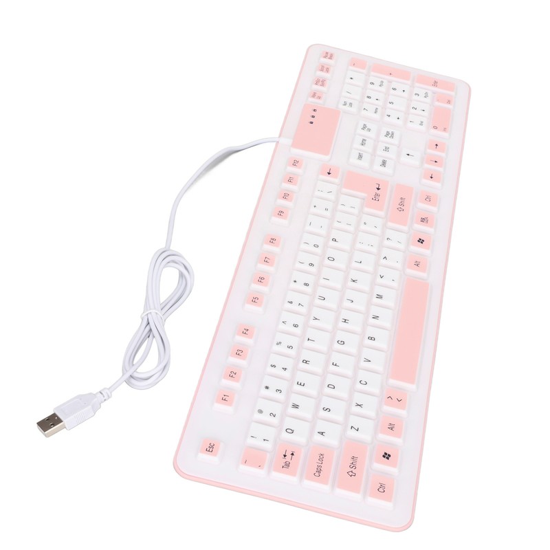 Foldable Silicone Keyboard 106 Keys Waterproof Dustproof Foldable USB Wired
