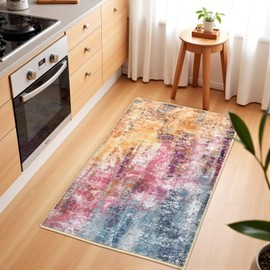 Macgace 2'x3' Small Modern Abstract Rugs, Faux Wool Washable Throw Rug for Kitchen Entryway Indoor Entrance, Soft Floor Covering Carpet Door Rug Minimalist Interiors, Galaxy