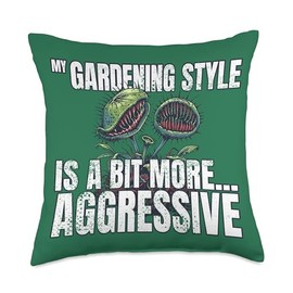 Carnivore Plant Lover - Gardening Style - Venus Fly Trap Throw Pillow
