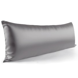 Zenssia Side Sleeper Pillow Cover 40 x 145 cm, 1 Piece - Satin Pillowcase Soft as Silk Pillowcase 40 x 145 cm Hair and Skin Care with Zip, Dark Grey