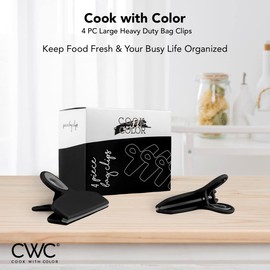 COOK WITH COLOR Bag Clips - Heavy Duty Chip Clip and Refrigerator Magnet Clips for Food Storage with Air Tight Seal Grip, Green and Pink, Pack of 8