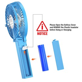 VersionTECH. Mini Handheld Fan, USB Desk Fan, Small Personal Portable Table Fan with USB Rechargeable Battery Operated Cooling Folding Electric Fan for Travel Office Room Household Blue