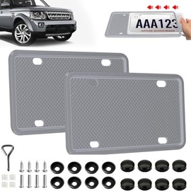 Marco de Matrícula, 2 Pack (31x16cm) Porta Placas de Silicona, Universal Soportes para MatríCula con Accesorios de Montaje para Auto, Antióxido, Antiv