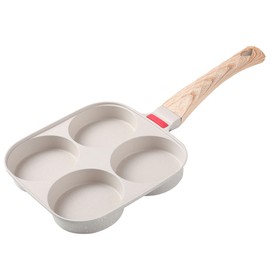 Foorey Home Egg Pan 4 Cup Nonstick Frying Omelette Pan No Lid Breakfast Skillet for Eggs Pancake White