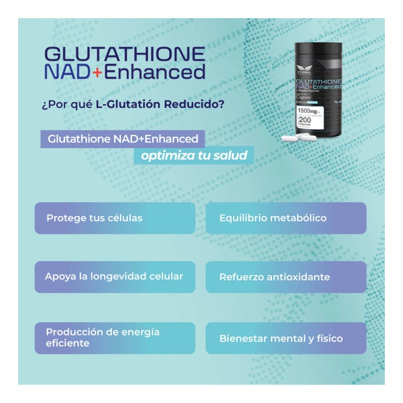 Glutathion Nad+ Enhanced - 200 Capsulas Eternal Nutrition Sabor Sin