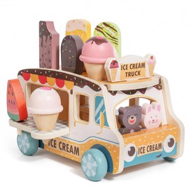Ganbale Natural Wooden Pretend Play Set, Ice Cream Shop, Van, Store Play, Storage Box, Wooden Toy, Montessori, Educational Toy, 3 Years, 4 Years, 5 Years, 6 Years, Girls, Boys, Birthday, Christmas