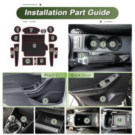 BSTW Compatible with Ford Fiesta MK8 2017-2024 Non-Slip Mats, Ford Fiesta ST ST-Line Titanium Rubber Mats Non-Slip Mats for Centre Console, Cup Holder, Door Seam (Red)