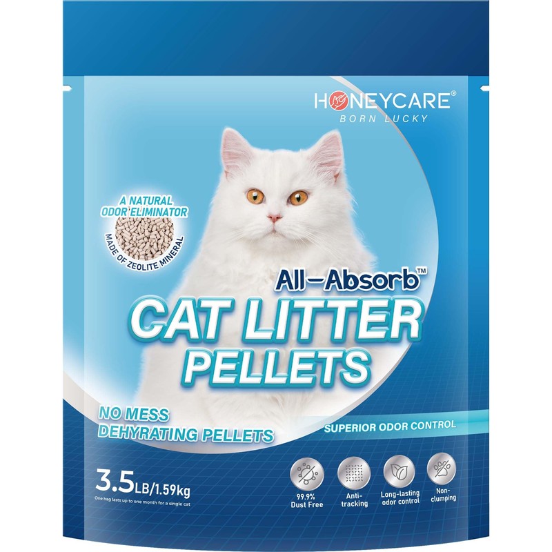 Honeycare All-Absorb Cat Litter Pellets, Zeolite, Long-Lasting Odor Control Non-climping