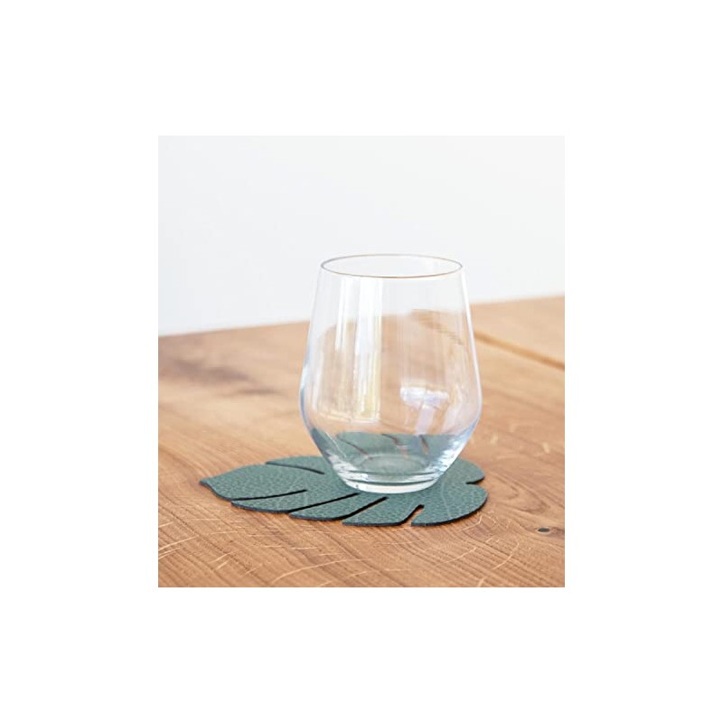 Lind DNA Monstera 989961 Glass Coaster Recycled Leather Hippo Pastel