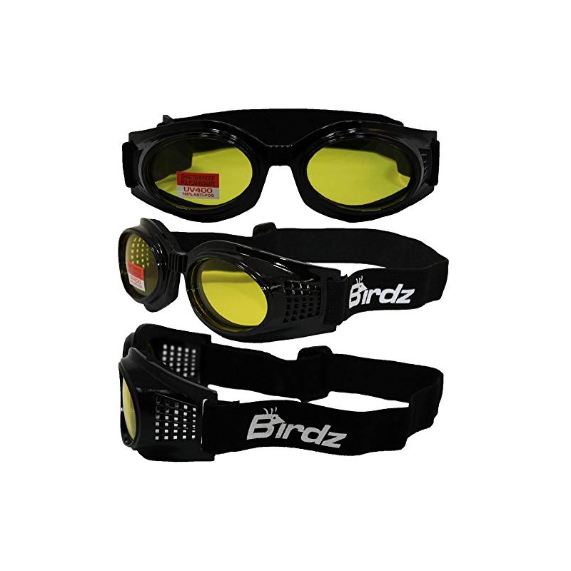 Birdz Eyewear Kite Motorcycle Goggles (Black Frame/Yellow Lens)