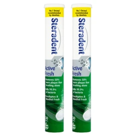 Steradent Active Fresh Denture Cleaning Tablets 30 - Daily Denture Cleaning Bundle Tablets, Pack of 2