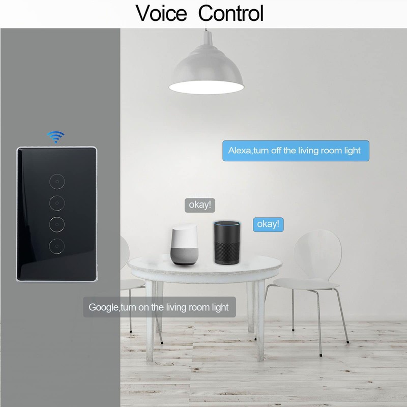 Smart Light Switch, 2.4GHz WiFi Light Switch Compatible with Alexa