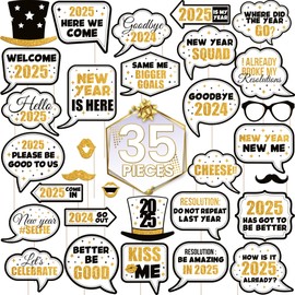 KatchOn, New Years Photo Booth Props 2025 - Pack of 35 New Years Props | New Years Eve Party Supplies 2025 | NYE Photo Booth Props, 2025 New Years Decorations | New Years Eve Photo Booth Props 2025