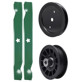 UDC Parts Mower Kit/Pulley 195945 + Pulley 532194327 + 2 Pack Blades 138497 / Fits Jonsered LT2216 LT2216A2 LT2217A