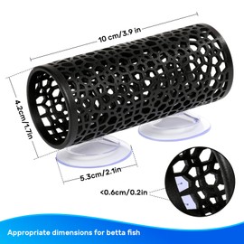 2 Pcs Betta Fish Tank Accessories Black Betta Tunnel Fish Toys Safe Hollow Hammock Cave Aquarium Decor Hideout Tube Shelter with Suction Cups for Small Fish Shrimp Reptile Guppies