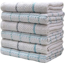 Pleasant Home Kitchen Towels (16.5âx 26â, 6 Pack) â Large Cotton Kitchen Hand Towels â Weft Insert & Windowpane Design â 369 GSM Highly Absorbent Tea Towels Set â Aqua