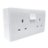 Evoges 13A Double Socket, Switched, Double Pole, Rounded Profile and