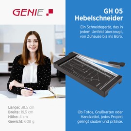 GENIE Taglierina a leva GH 05 | Taglierina carta A4 | Taglierina carta per carta, foto e cartone | Tagliatrice carta con linee di arresto e barra di pressatura | Paper Cutter