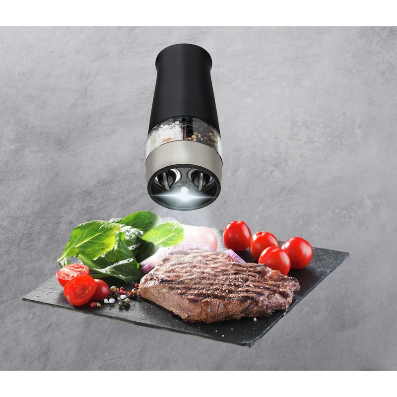 WENKO Electric Mill with Light 2 in 1 Black Salt