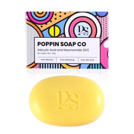 Salicylic Acid Soap Bar with Niacinamide for Face & Body (Daily Use) – for Acne, Blackheads, KP & Oily Skin – UK Made – Vegan – POPPIN SOAP CO. 100g