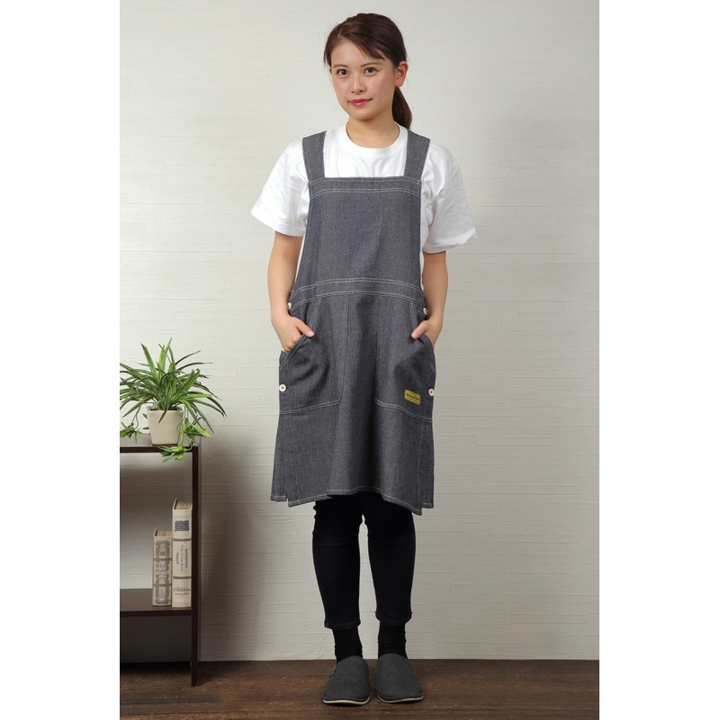 Anes p596 Women's Tunic Type Denim Like Apron, Overalls, Short,