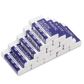 VINEST 15PCS Soft Rubber Eraser, 2B Rubbers Erasers for Kids Adults, Plastic Pencil Eraser with Storage Box, Latex-Free White Cube Erasers for Sketches Paintings Homework in School Office