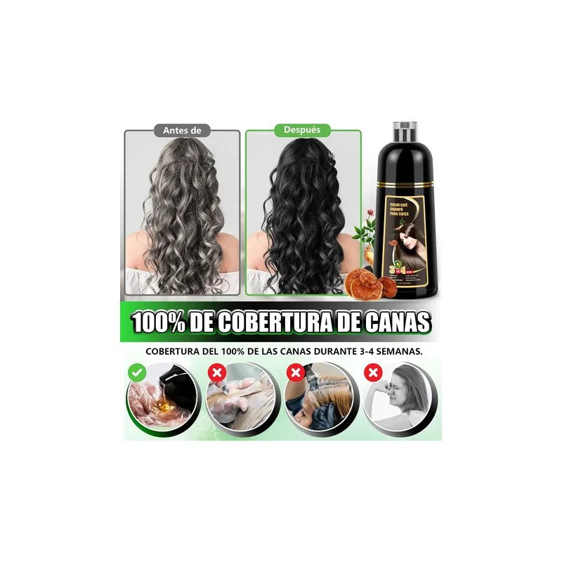 Shampoo Tinte Instantaneo Cubre Canas Extracto Plantas 500ml