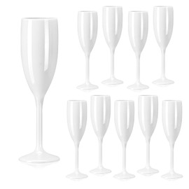 XUWAIDSGN Champagne Flute Acrylic Champagne Glasses Wedding Toasting Champagne Flute Goblet Plastic Reusable Unbreakable Champagne Cups for Bachelorette Wedding Bridal Shower Party (White, 10)