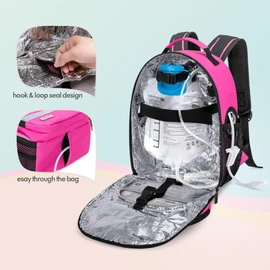 LUXJA Feeding Tube Backpack for G Tube, J Tube and GJ Tube, Feeding Pump Backpack Fits 500ml Feeding Bag and Enteral Feeding Pump (Compatible with EnteraLite Infinity and Kangaroo Joey), Rose Red