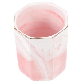 Tofficu Elegant Marble Makeup Brush Holder Hexagonal Storage Cup for Pens Pencils and Brushes Stylish Desk Organizer for Girls Sophisticated Design for Home Office