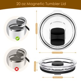 Kannino 20 oz Replacement Lid for Yeti with 6 Magnetic Slider Replacement, Tumbler Lids for Yeti, Magnetic Replacement Lids Compatible with YETI Rambler, Ozark Trail, Old Style RTIC (6 Pack)