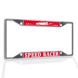 Fastasticdeals Metal Insert License Plate Frame Speed Racer Weatherproof Car Accessories Chrome 4 Holes Solid Insert
