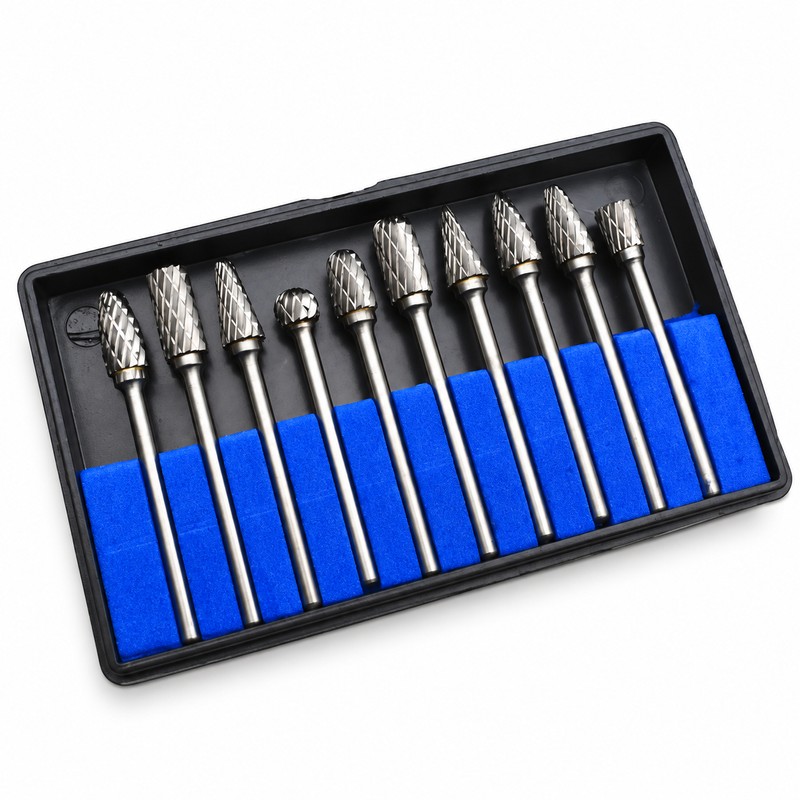 10-Piece Double-Cut Tungsten Carbide Rotary Burr Set for Grinding &