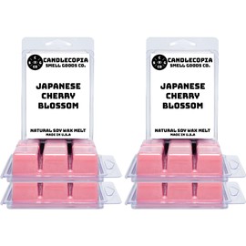Candlecopia Japanese Cherry Blossom Strongly Scented Hand Poured Vegan Wax Melts, 36 Scented Wax Cubes, 19.2 Ounces in 6 x 6-Packs