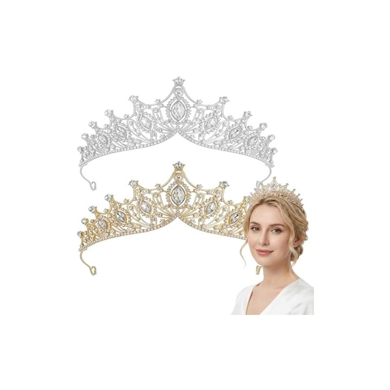 2 Piezas Coronas Princesa con Cristal para Niña y Mujer