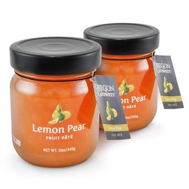 Oregon Growers Lemon Pear Fruit Pate - Lemon Pear Jam, Natural Preserves Made with Real Sugar, Fruit Jelly Spread, Pairs Perfectly with Cheese - 12 oz (Pack of 2)