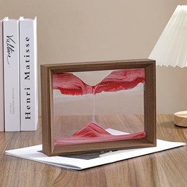 AzureLeap Sand Art - Moving Liquid in Motion 3D Deep Sea Sandscape Art - Wooden Desk Decor for Office (RED-10 Inches)