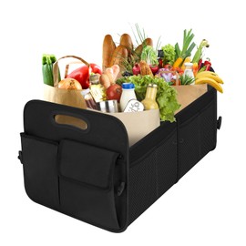 HABOPET Trunk Organizer for Car, Collapsible Car Organizers and Storage, Car Accessories for Women and Men, Multi-Compartment Car Storage Organizer for SUV, Car, Mini-Van, Black