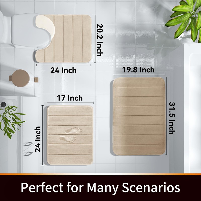 Yimobra Yimobra Memory Foam Bath Mat Set, 2 Piece, Cream