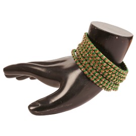 New! Touchstone "Silk Thread Bangle Collection" Indian Bollywood Hand Woven Silk Thread Green Color Rhinestone Designer Jewelry Bracelets Bangle Set of 8 For Women