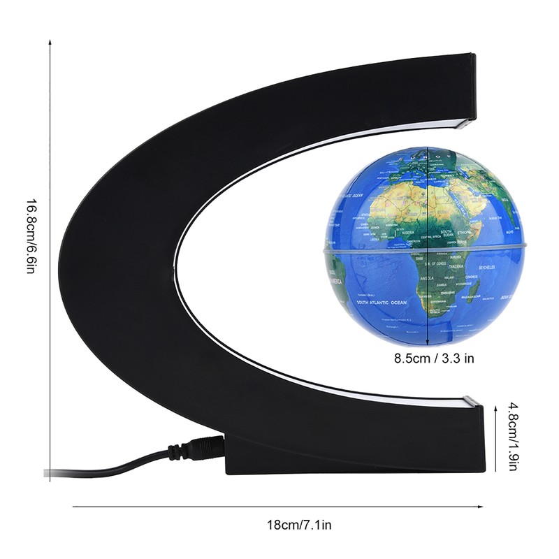 Floating Globe Magnetic Levitation Rotating Globe with Colorful LED Light