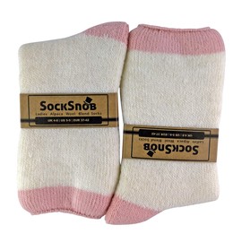 Sock Snob - 1 Pair Ladies Warm Fluffy Non Slip Alpaca Wool Blend Thermal Slipper Bed Socks with Grippers (Salmon)