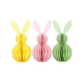 Gisela Graham Large Pastel Honeycomb Bunny Decorations - set of three