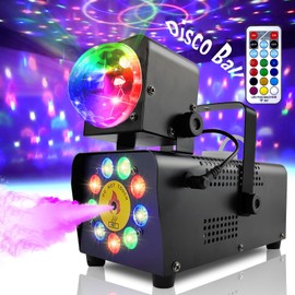 IMONE Fog Machine with Disco Lights, 16 Colorful LED Smoke Machine, Wireless Remote Control for Indoor Outdoor Parties, Stage, DJ, Halloween & Events