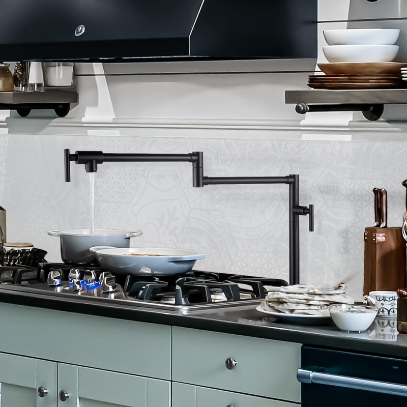 Brass Folding Pot Filler - Deck Mount Faucet for Kitchen