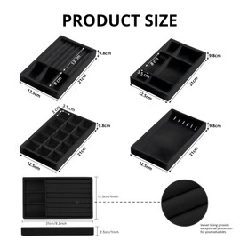 GIBBSWAY Velvet Jewelry Organizer Tray – Protect and Display Your Jewelry with Style – Stackable, Durable, and Ideal for Drawers and Vanity Tables